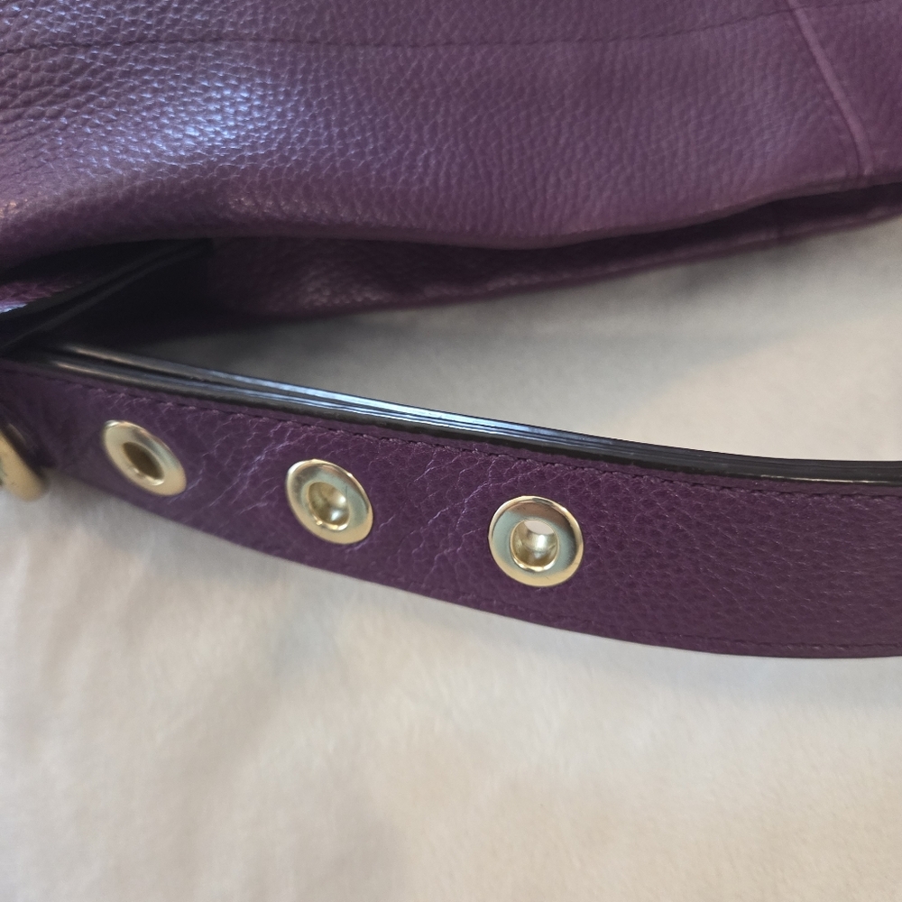 Coach Leather Hobo Shoulder Bag in Deep Plum - Picture 6 of 16